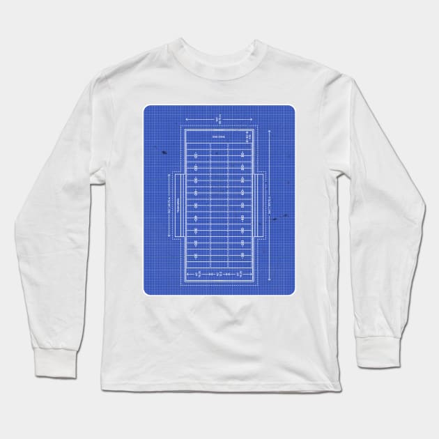 American Football Pitch Blueprint Long Sleeve T-Shirt by RAADesigns